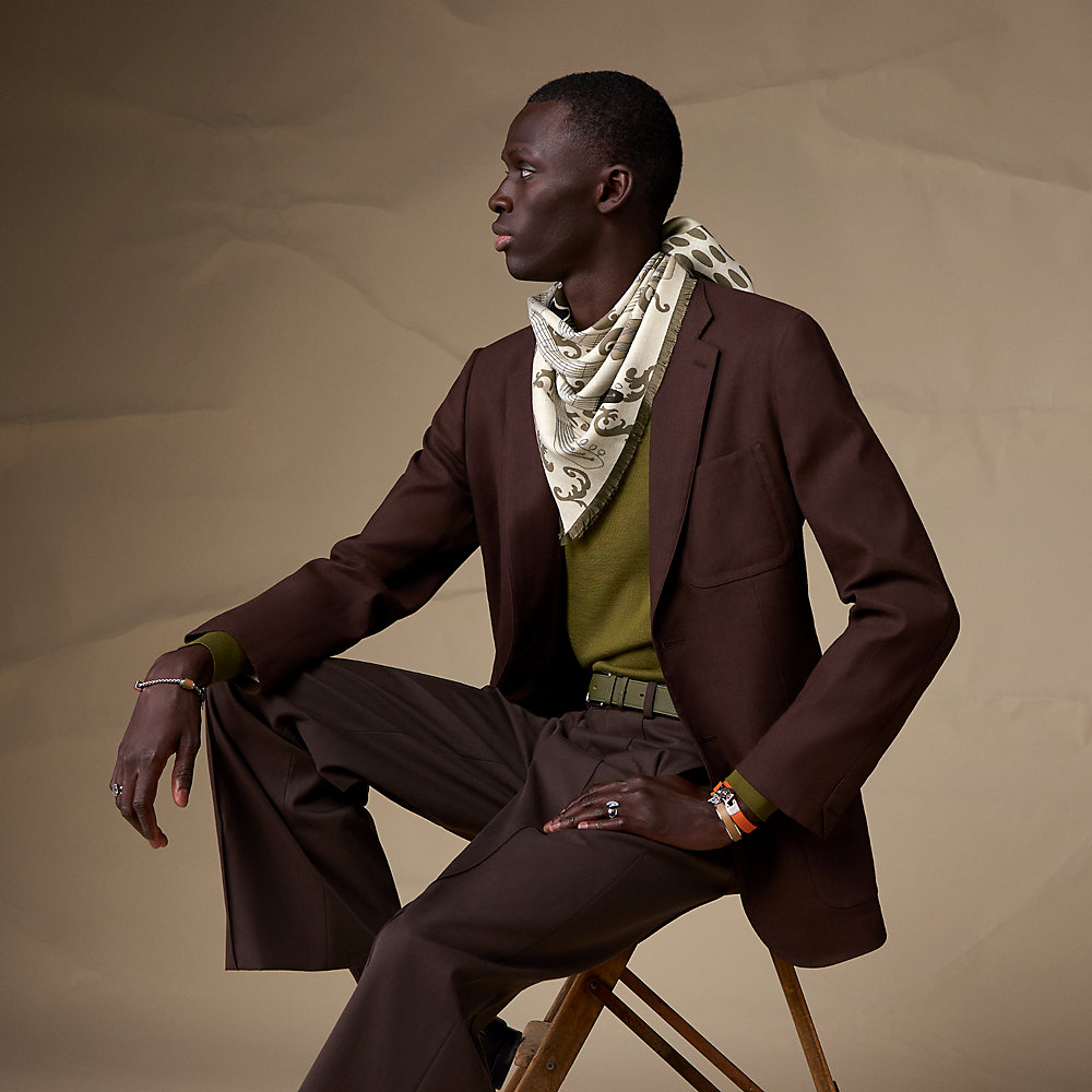 phingerin scarf ステッチ　25aw On Air! fringed scarf 65 - White | Hermès Mainland China